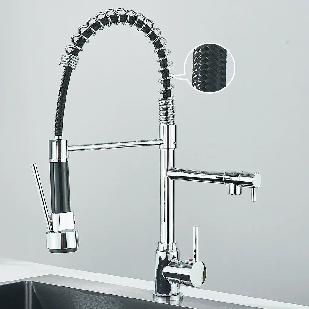 Faucet with Double Spout – High-Quality Faucet for Flexible Washing, Swivable, Ideal for Modern Kitchens, Easy to Clean and Simple Installation | Kalsten