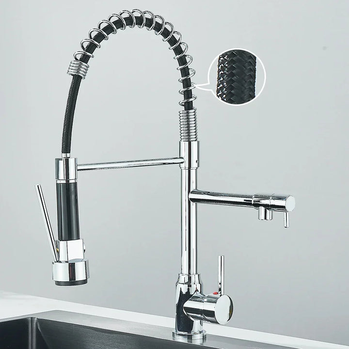 Faucet with Double Spout – High-Quality Faucet for Flexible Washing, Swivable, Ideal for Modern Kitchens, Easy to Clean and Simple Installation | Kalsten
