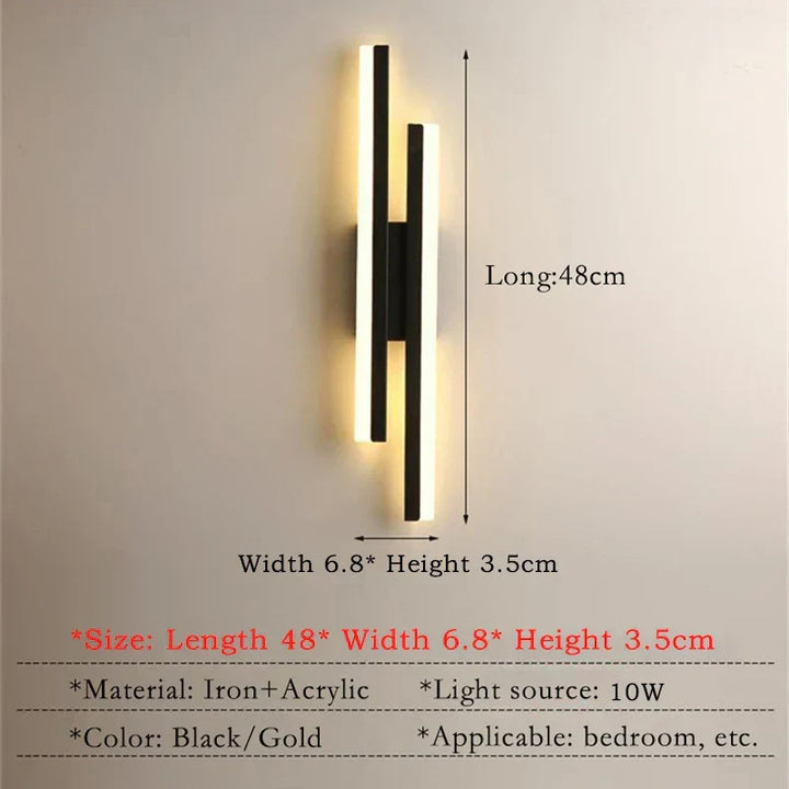 Modern LED Wall Lamp: Black/Gold Acrylic Room Decoration Light | Kalsten