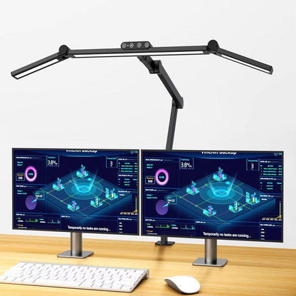 Skanto | 24W Trippe Head LED Desk Lamp with Clamp and Auto Dimming for Office and Home