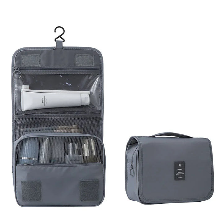 Kalsten | Travel toiletry bag for hanging | 6 compartments & moisture compartment | Compact & versatile | Water-repellent polyester