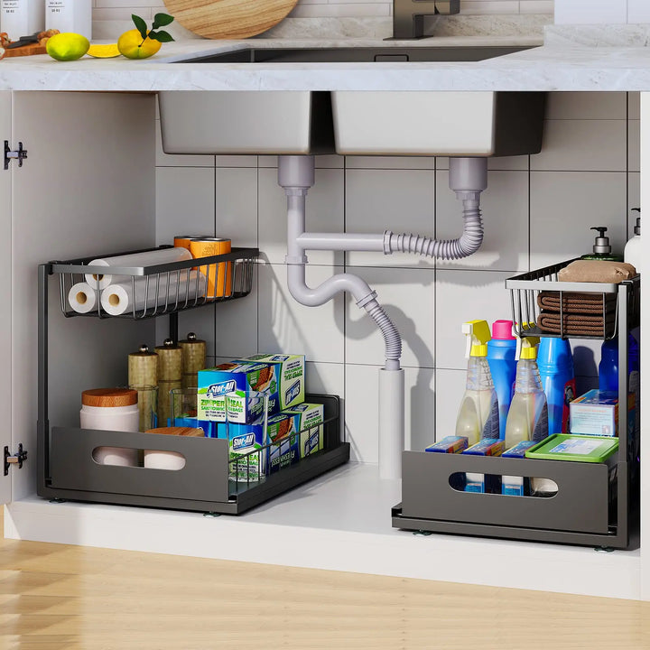 Kalsten | 2-Tier Under Sink Sliding Cabinet Organiser – Arlo