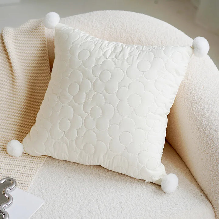 Green & Pink Tulip Embroidered Pillow Cover | Kalsten