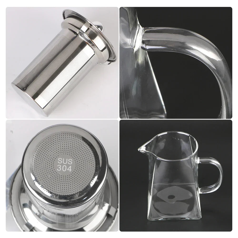 Kalsten | Teavora Glass Teapot with Stainless Steel Infuser | Heat Resistant & Dishwasher Safe | For Loose Tea & Tea Flowers | 550/750/950 ml