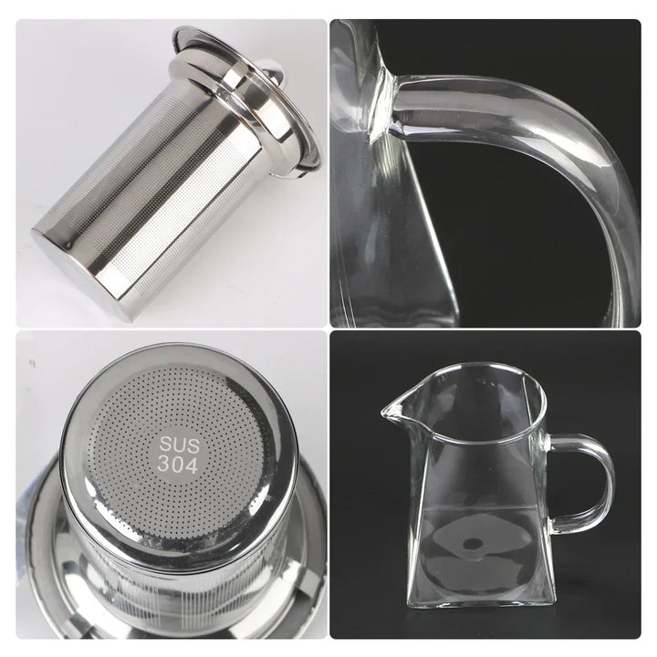 Kalsten | Teavora Glass Teapot with Stainless Steel Infuser | Heat Resistant & Dishwasher Safe | For Loose Tea & Tea Flowers | 550/750/950 ml