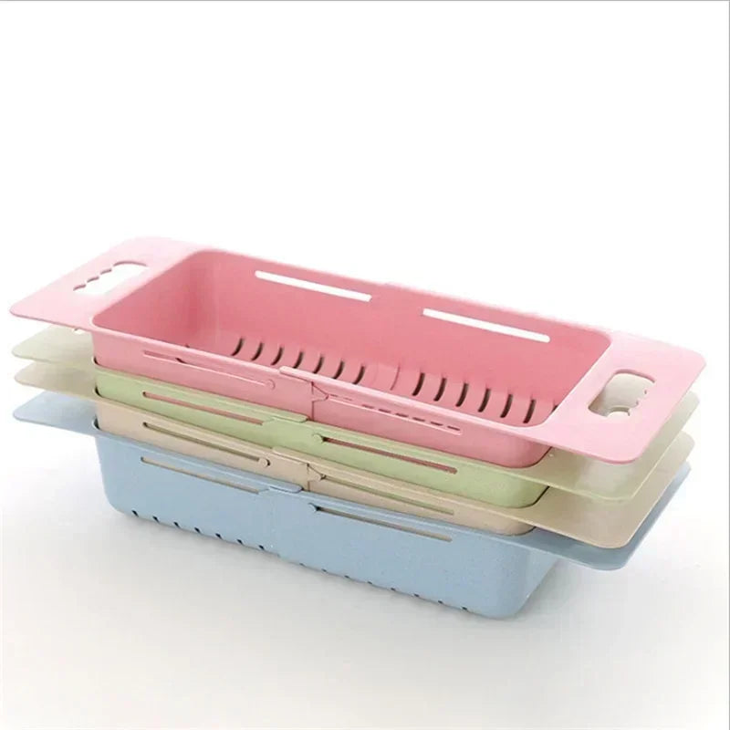 FlexDrain Draining Basket Kitchen – Adjustable Sink Organizer | Auto Drain & Fruit Vegetable Dryer | Space-saving Kitchen Accessory | Kalsten