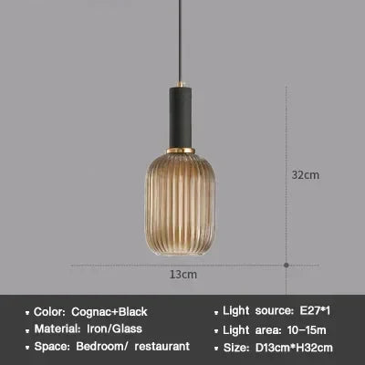 Modern Nordic Glass Pendant Light – Single Head LED Hanging Lamp for Dining Room, Bedroom, Cafe, and Study – White, Green, Cognac & More | Kalsten