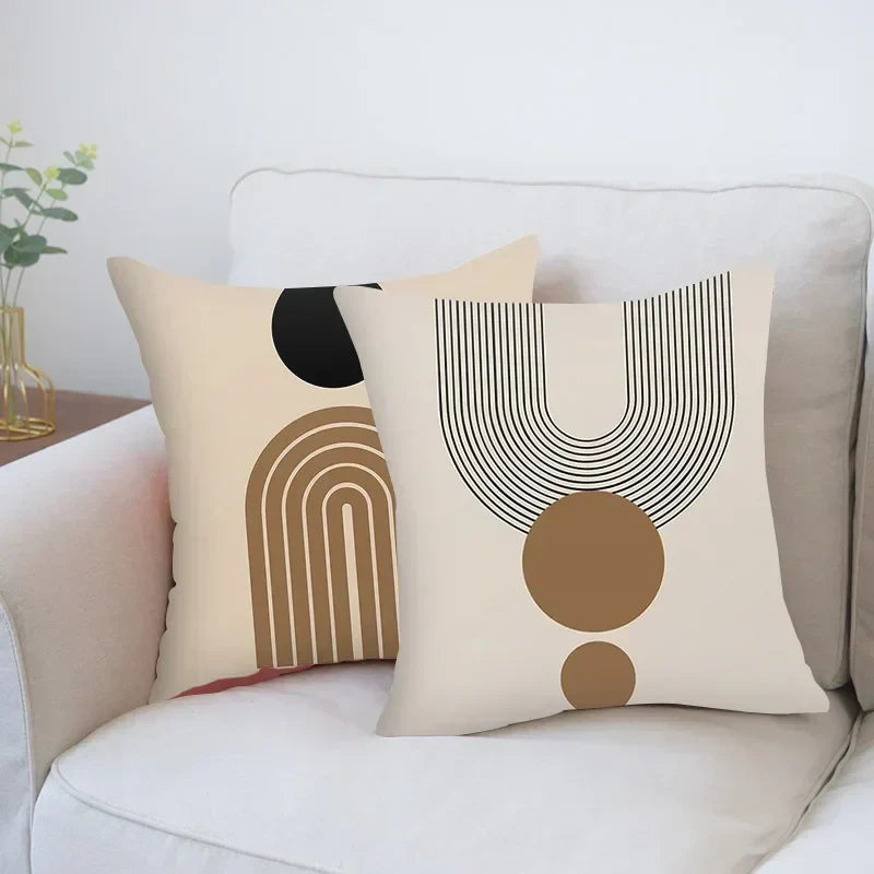Aurum Cushion Cover - Modern Black-White Cushion Cover with Abstract Art Print Kalsten