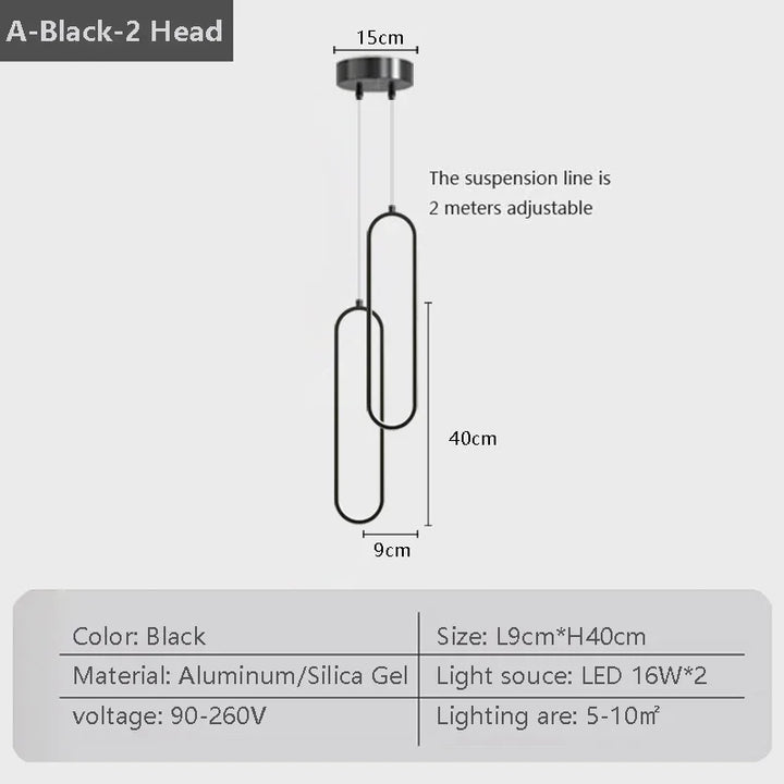 Modern LED Pendant Light – Black and Gold Hanging Lamp for Bedroom, Living Room, and Dining Room Décor | Kalsten