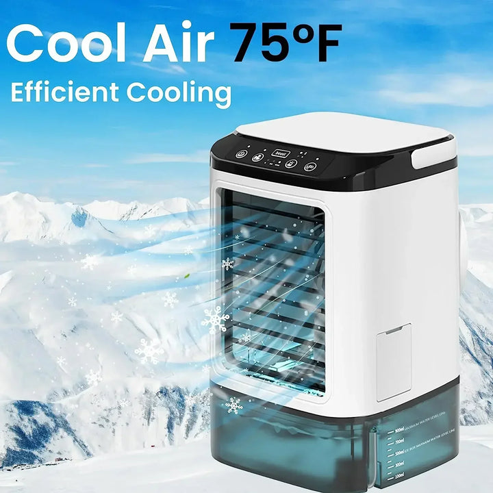 Air Conditioner Portable Fan Desktop Dual Spray Ultrasonic Atomization 3-Speed Mute Air Cooler Night Light Electric Fan for Home | Kalsten