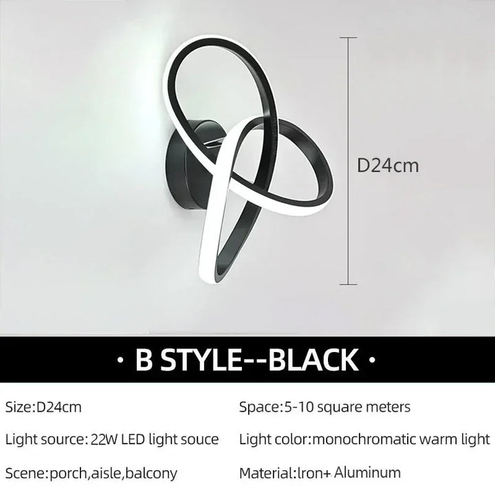 Modern LED Wall Lamp – Trefoil Black & White Ceiling Light for Bedroom, Living Room, Corridor, and Study with Remote Control and Dimmable Options | Kalsten