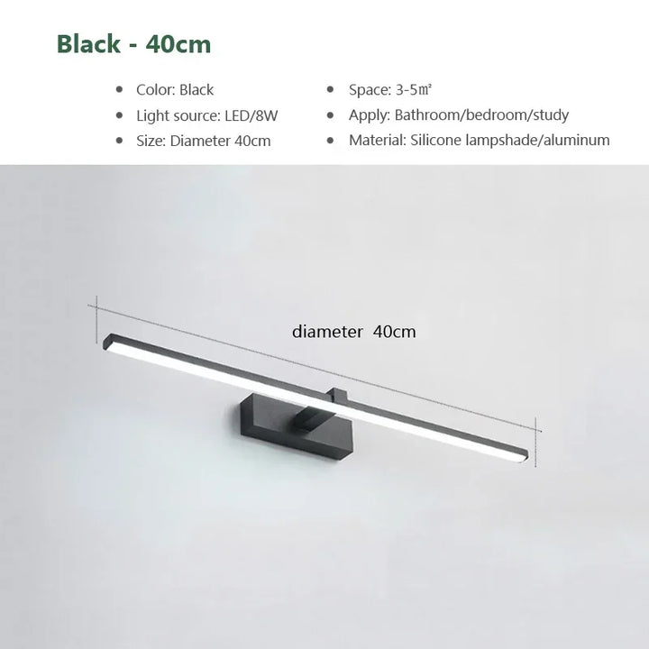 Modern Gold LED Wall Lamp – Bathroom Mirror Light with Touch Switch for Bedroom, Living Room, and Vanity Lighting | Kalsten