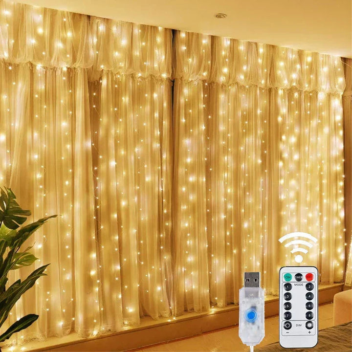 LED curtain lights – USB-controlled string lights for window and room decoration | Kalsten
