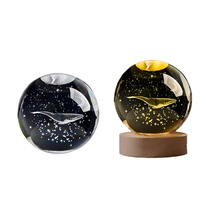 3D Crystal Night Light LED - Starry Sky Projector with Wooden Base, Romantic Lighting for Bedroom & Gifts | Kalsten