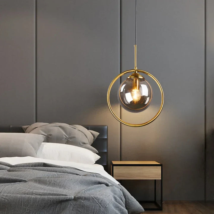 Modern Glass Pendant Lights for Bedroom Bedside Bathroom Hanging Lamp Ceiling Chandeliers Hotel Restaurant Decoration Ring | Kalsten