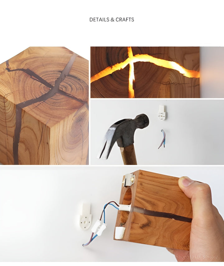 LED table lamp in cube shape – Modern design made of wood | Stylish for living room & bedroom | Kalsten