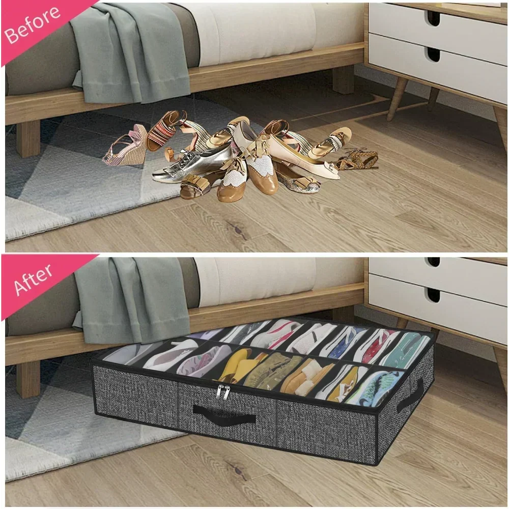 Kalsten | OrdiShoe Shoe Organizer | Under Bed Storage | 12 Pairs Capacity | Dustproof & Foldable