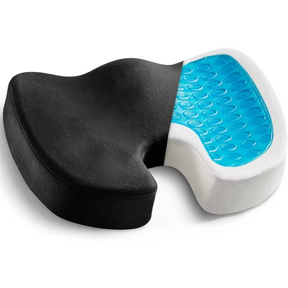 Gel seat cushion with memory foam and non-slip base for office, car and home