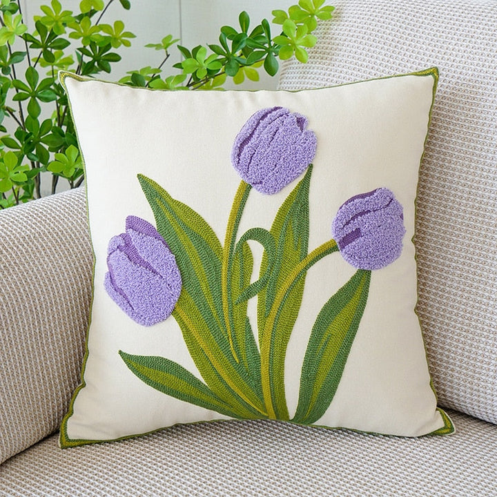 Embroidered Tulip Pillowcase | Kalsten