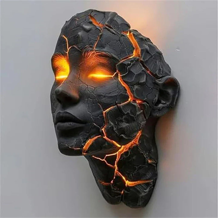 Volcanic Face Lava Crack Wall Art Lamp | Kalsten