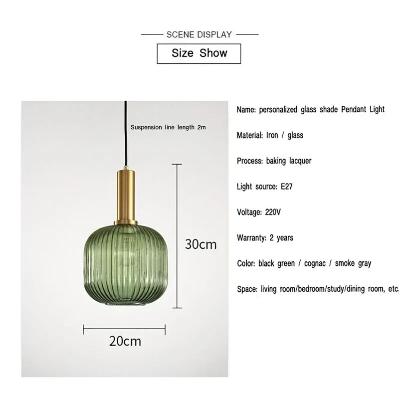 Modern Nordic Glass Pendant Light – Single Head LED Hanging Lamp for Dining Room, Bedroom, Cafe, and Study – White, Green, Cognac & More | Kalsten