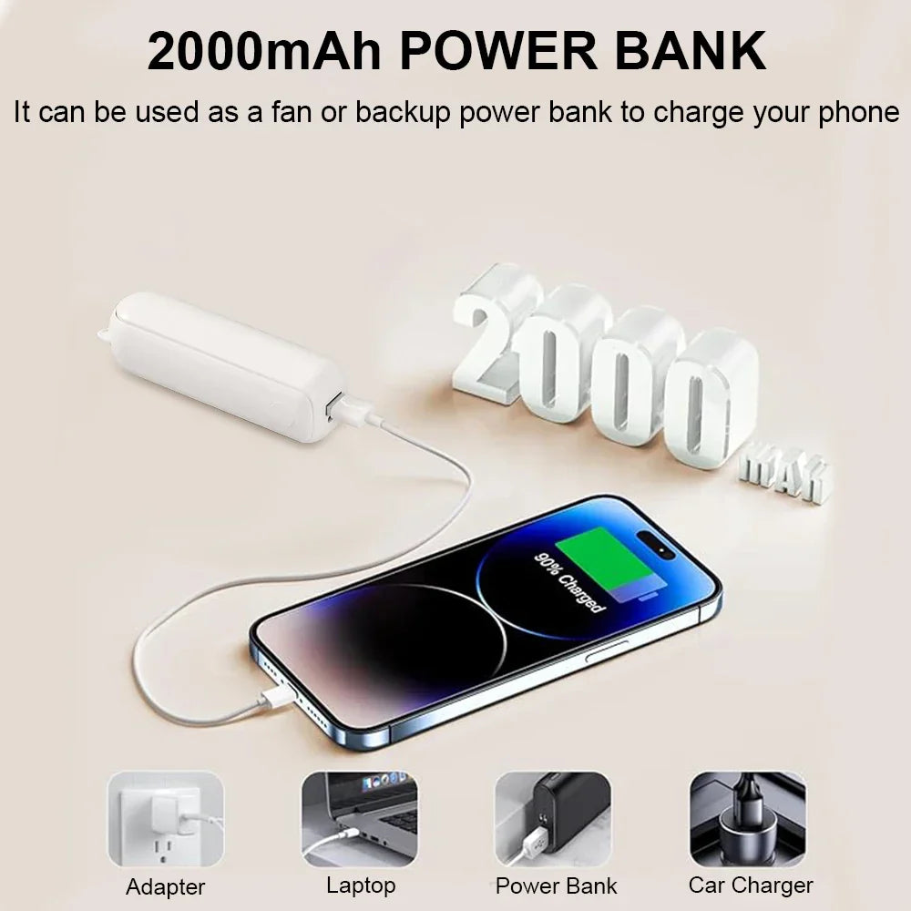 Portable Mini Handheld USB Fan – Rechargeable Folding Pocket Fan with Battery, Cooling Hand Fan and Power Bank Function | Kalsten