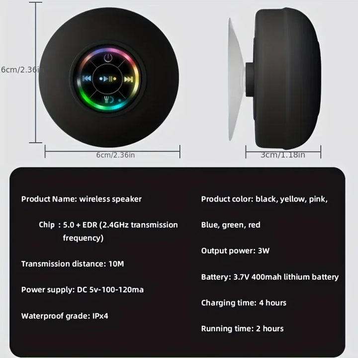 Kalsten | Soundplash Shower Speaker | Waterproof & Wireless | With Suction Cup & Bluetooth 5.0