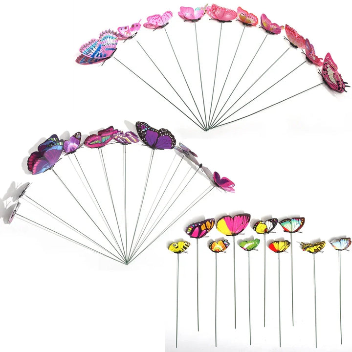 Kalsten | FloraViva Butterfly Garden Stakes | Set of 10 | Weatherproof & Colorful | For Beds, Flower Pots & Balcony