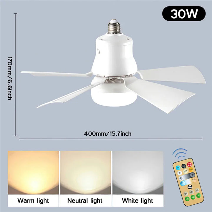 30W E27 Ceiling Fan Light with Remote - LED Dimming Function, Intelligent Silent Fan for Bedroom & Living Room | Kalsten