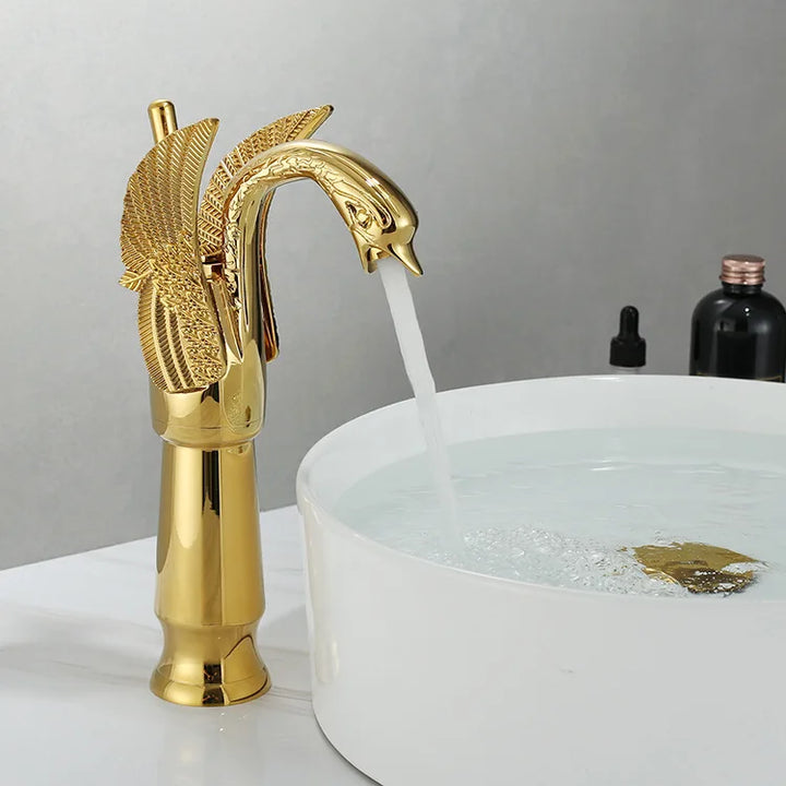 Gold Swan Basin Mixer Tap