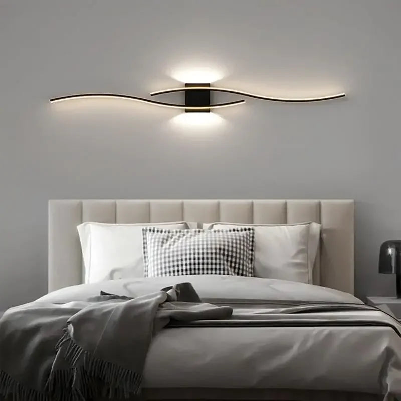 Modern LED Wall Lamp – Black, White, and Gold Wall Light Sconce for Living Room, Bedroom, Bedside, and Decorative Lighting | Kalsten