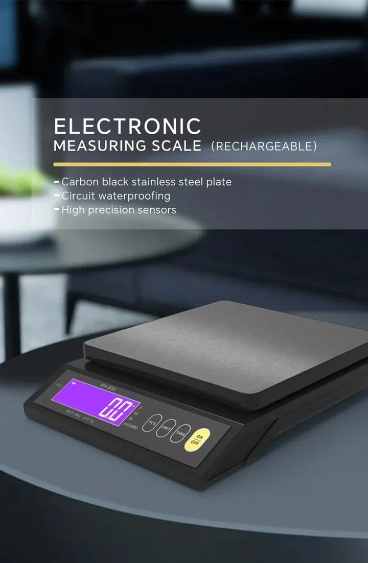 Kalsten | 5 kg/0.1 g and 10 kg/1 g digital electronic kitchen scale, LCD display, fully waterproof stainless steel weighing tool for baking