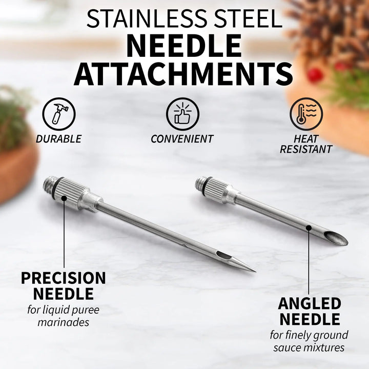 Kalsten | Flavora Marinade Injector | With 2 Needles & Cleaning Brush | For Liquid & Thick Marinades | Stainless Steel & Silicone