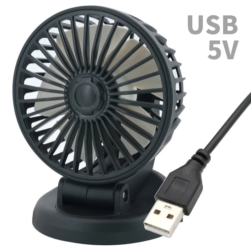 360° Adjustable Car Fan - 3-Head Automotive Electric Fan - USB/12V/24V - 2 Speeds - Silent Cooling for Home, Desk, Office & Car | Kalsten