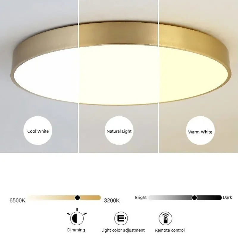 Modern LED Corridor Ceiling Light Lamps - Simple Golden Round | Kalsten