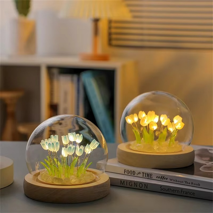 Handmade Artificial Tulip LED Night Light Bedside Table Lamp for Bedroom and Gift Decor | Kalsten