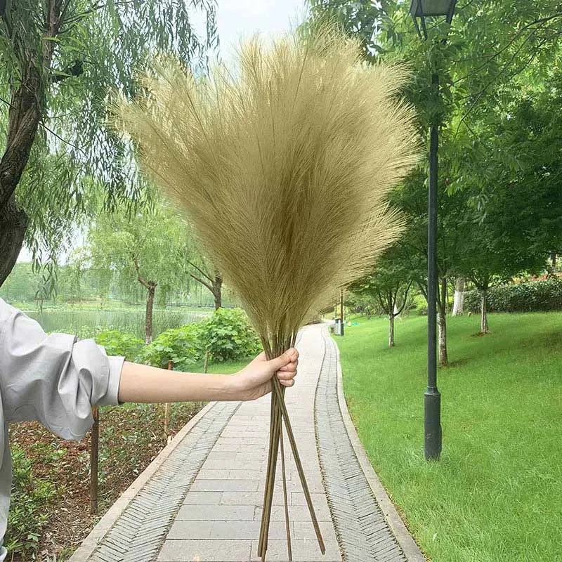 Kalsten | 5 pieces 100 cm Artificial Pampas Grass Dried Flower Bouquet Wedding Party Decoration Home Room DIY Artificial Plants Decoration Supplies