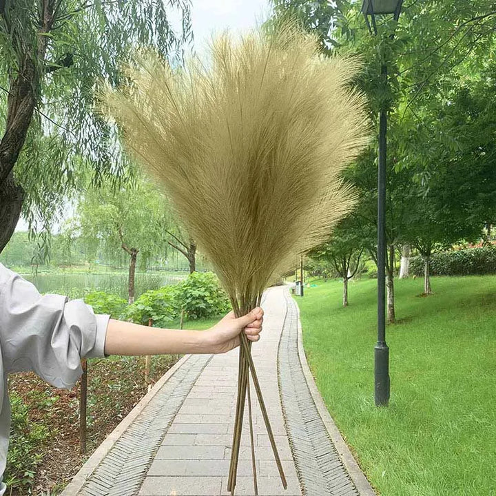 Kalsten | 5 pieces 100 cm Artificial Pampas Grass Dried Flower Bouquet Wedding Party Decoration Home Room DIY Artificial Plants Decoration Supplies