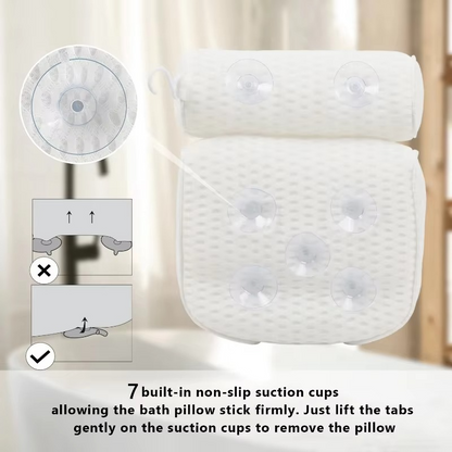 Skanto | Luxurious Bath Spa Pillow with Air Mesh Technology for Neck, Head, and Back Support