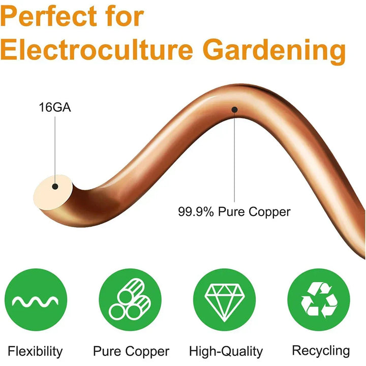 Kalsten | VerdoraFlux Electroculture Plant Antennas | Copper Growth Rods for Garden & Potted Plants | Promoting Plant Growth Without Fertilizer