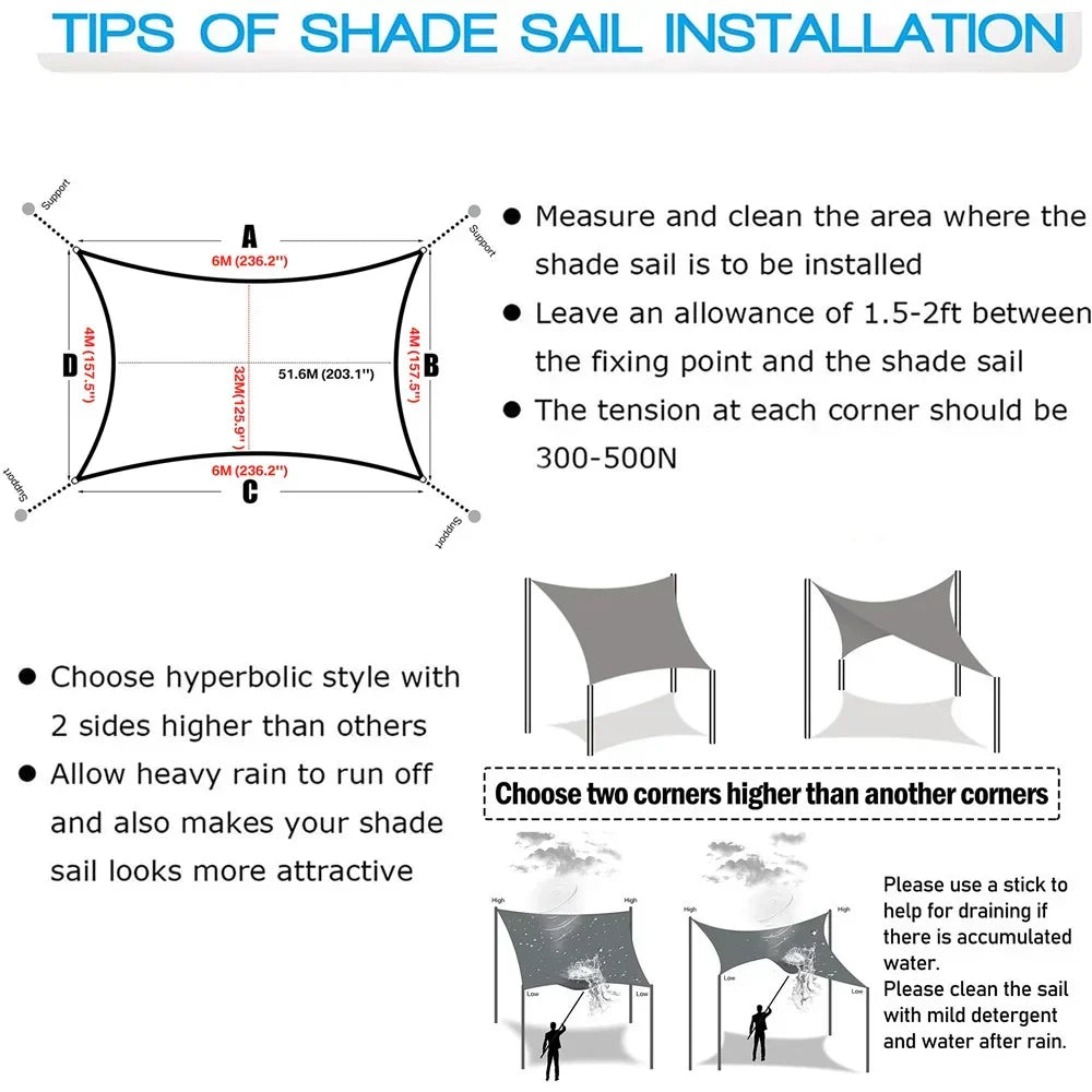 Kalsten | Waterproof Rectangular Sun Shade Sail with UV Protection & Mounting Kits – ShadeGuard