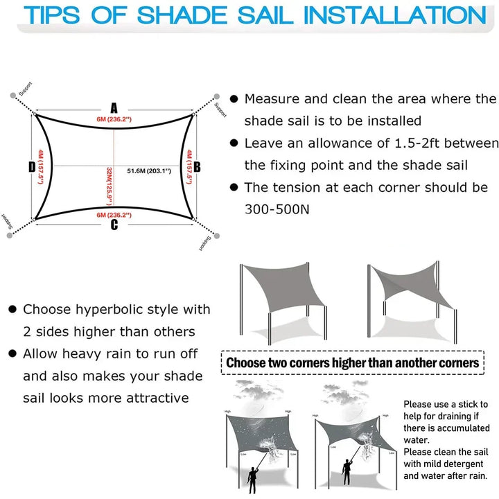 Kalsten | Waterproof Rectangular Sun Shade Sail with UV Protection & Mounting Kits – ShadeGuard