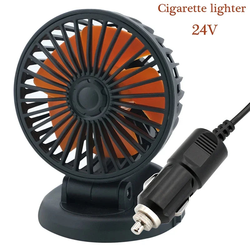 Brehn | Ventoro Car Fan 12V/24V/5V | USB or Cigarette Lighter | Rotatable & Compact | For Car, Truck, SUV, Motorhome & Office