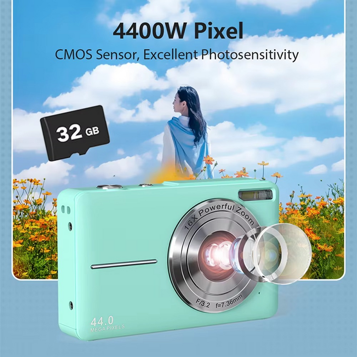 Kalsten | High-Resolution Kids' Digital Camera - 1080P HD, 44MP with 16X Zoom