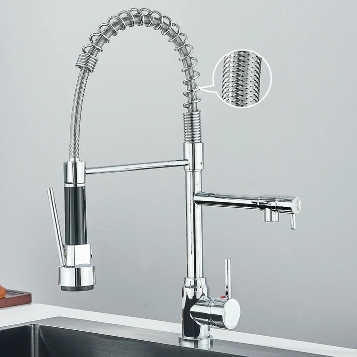 Faucet with Double Spout – High-Quality Faucet for Flexible Washing, Swivable, Ideal for Modern Kitchens, Easy to Clean and Simple Installation | Kalsten