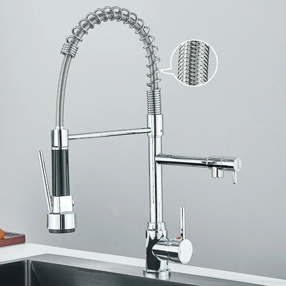Double Spout Faucet – High-Quality Faucet for Flexible Washing, Swivel, Ideal for Modern Kitchens, Easy to Clean and Easy Installation | Brehn