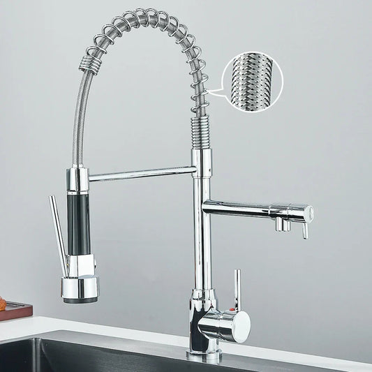 Faucet with Dual Spout – High-Quality Faucet for Flexible Washing, Swiveling, Ideal for Modern Kitchens, Easy to Clean and Simple Installation | Karnz