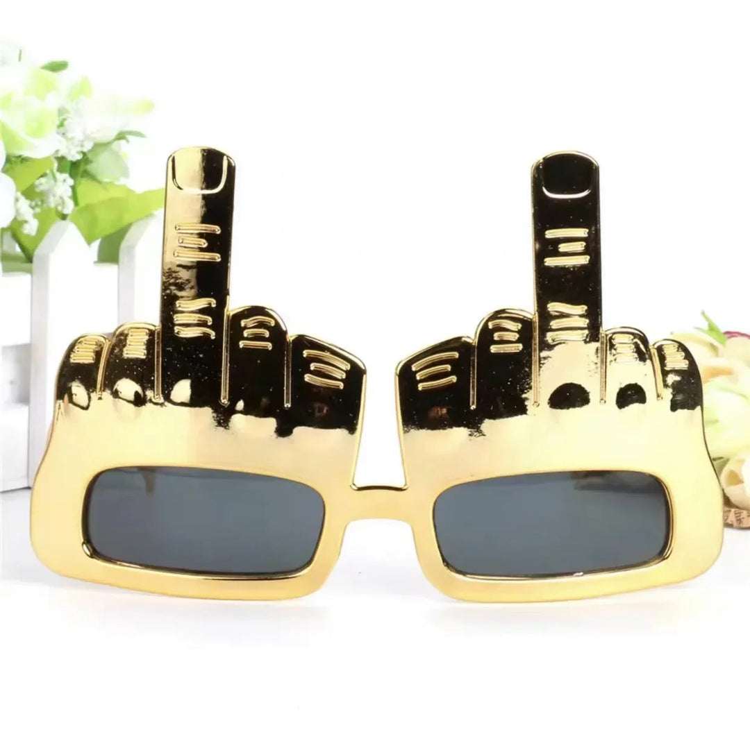 Bold Gold Middle Finger Party Sunglasses | Kalsten