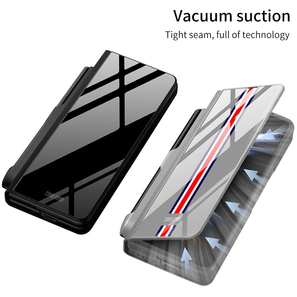 BowLift | Shockproof Armor Case Glass Cover Stand Insert Card Leather Case for Samsung Galaxy Z Fold 5/4