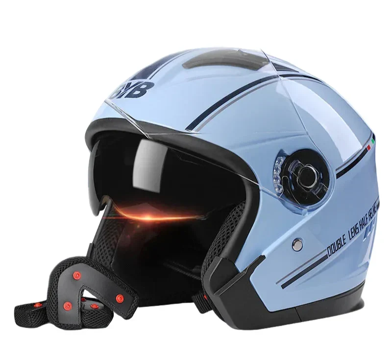 Kalsten | Retro 3/4 Open-Face Motorcycle Helmet with Dual Lens – AeroRide